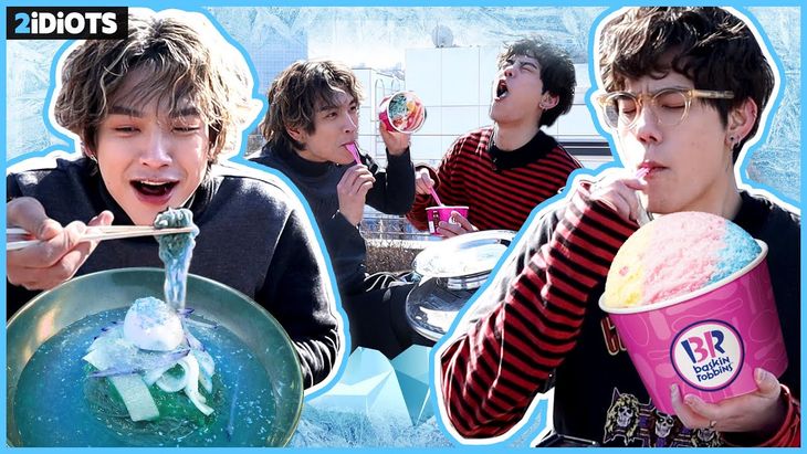 [ENG SUB] 2idiots &#8211; ICE FOOD CHALLENGE! Eating Cold Noodles + Ice Cream in -5C degree!!