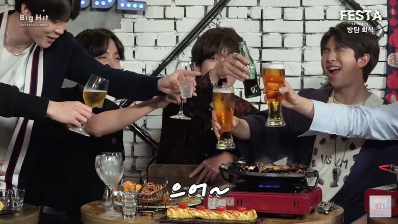 Fans Comment On The Interesting Ways BTS Drinks During Dinner Party