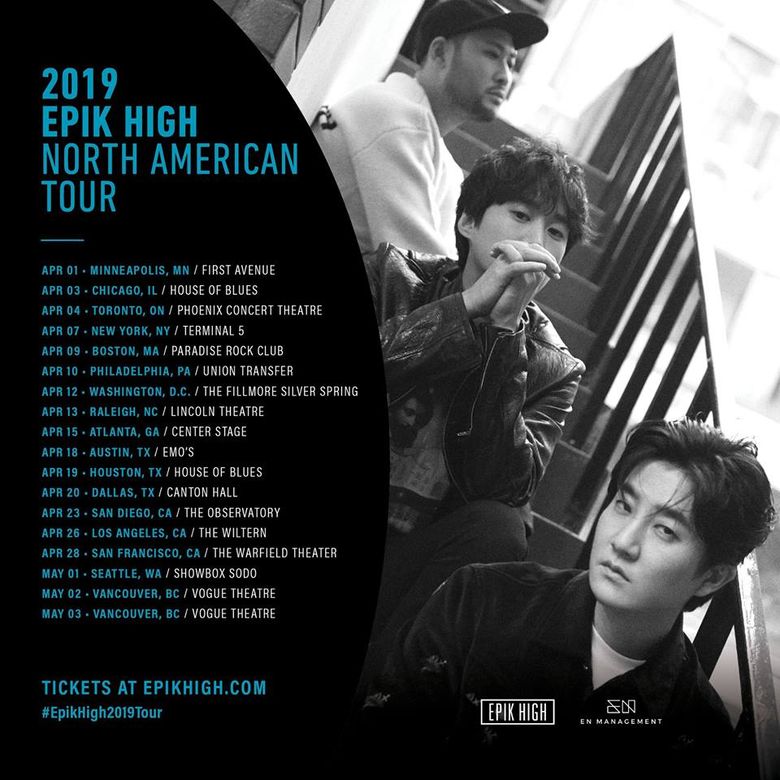 EPIK HIGH European & North America Tour Cities And Ticket Details