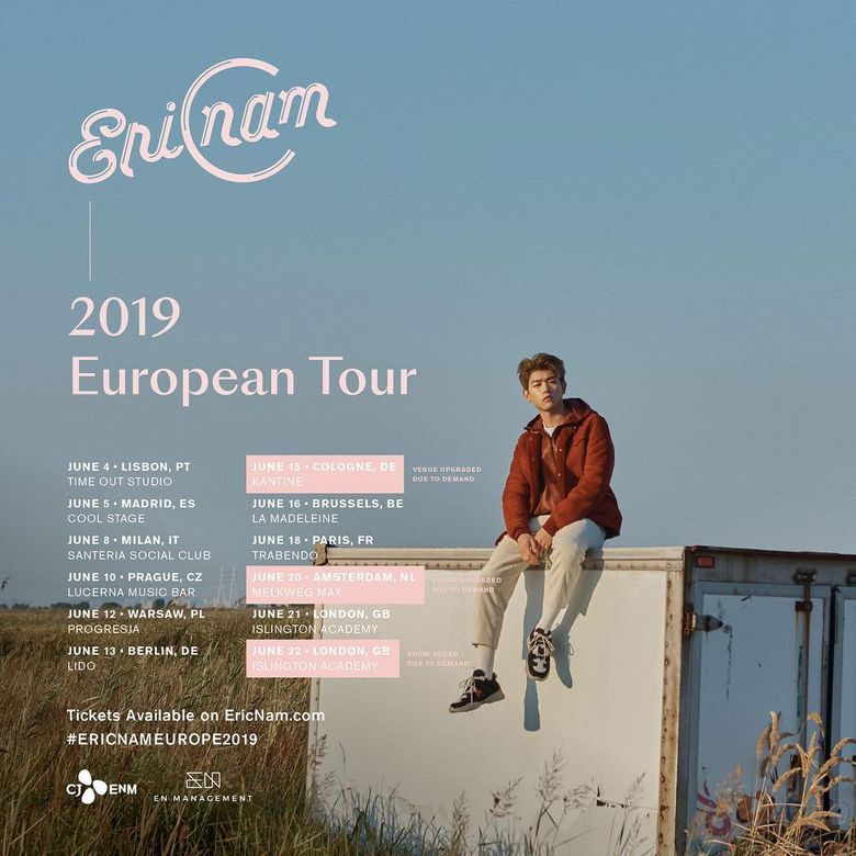 Eric Nam 2019 European Tour: Cities And Ticket Details