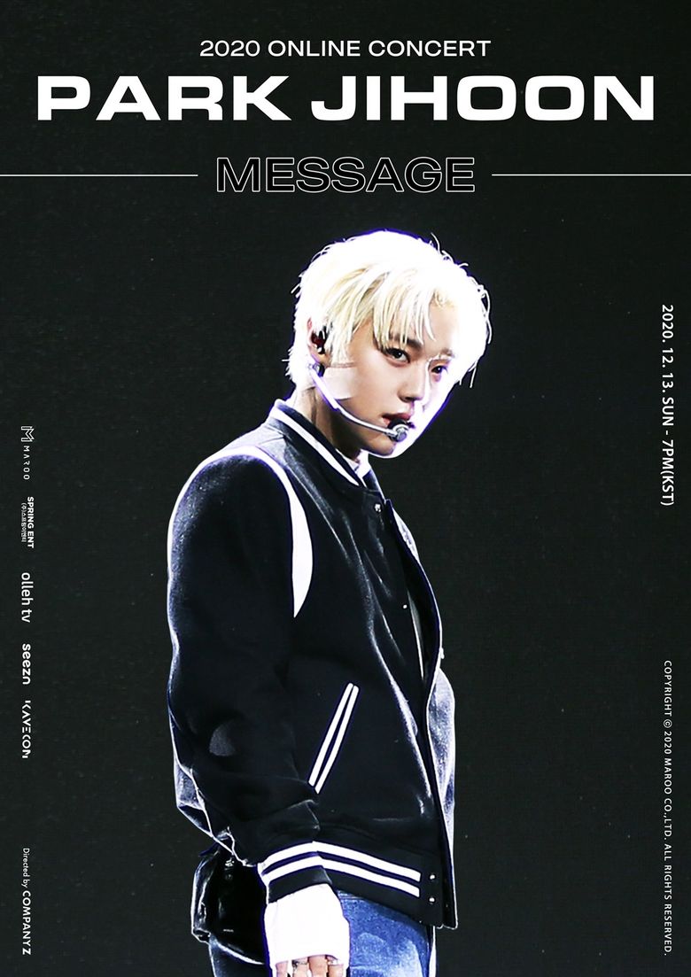  2020 Park JiHoon Online Concert “MESSAGE”: Live Stream And Ticket Details