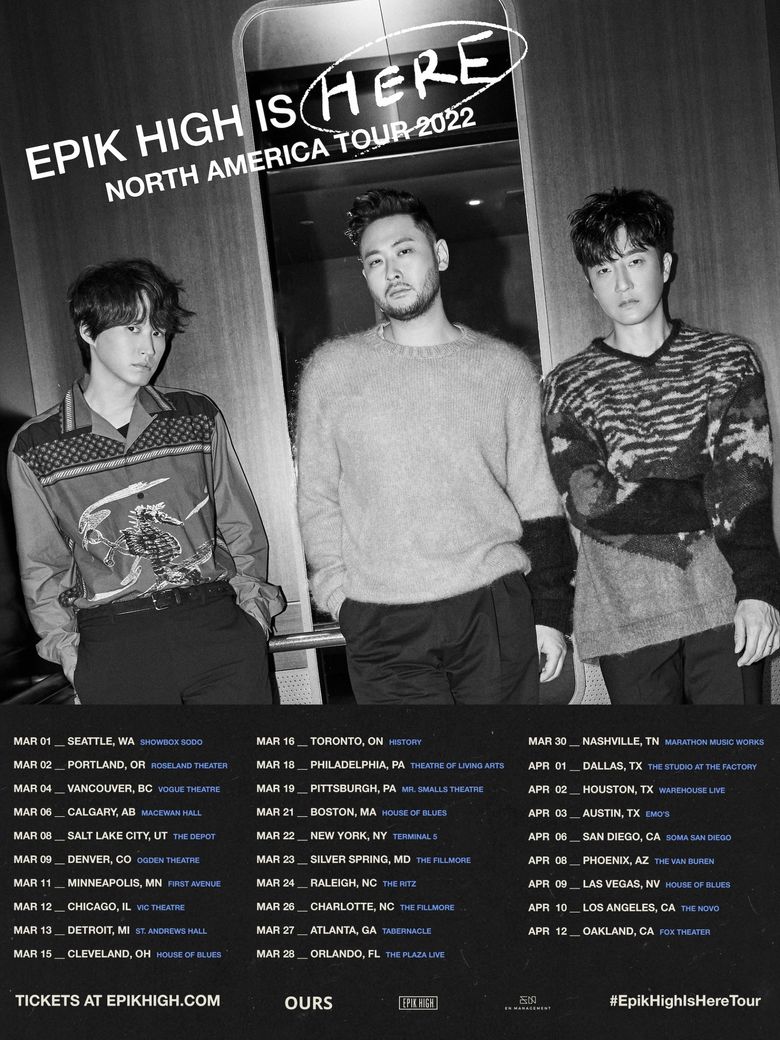 “EPIK HIGH IS HERE” North America Tour 2022: Cities And Ticket Details