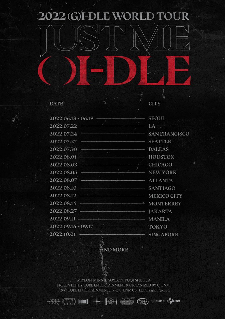  2022 (G)I-DLE "JUST ME ()I-DLE" World Tour: Cities And Ticket Details