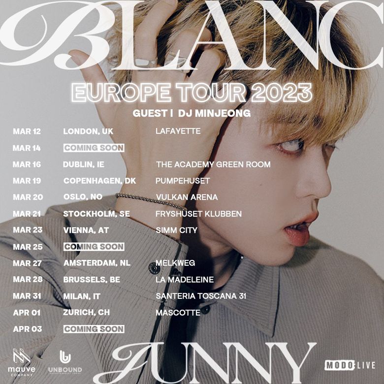 JUNNY Is Going To Europe For The “blanc” Tour