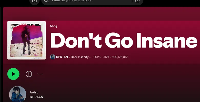 DPR Ian’s ‘Don’t Go Insane’ becomes his 1st song to hit 100 million streams on Spotify!